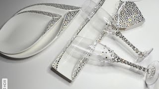 Декор бокалов.  Подробный урок.  Wedding accessories.