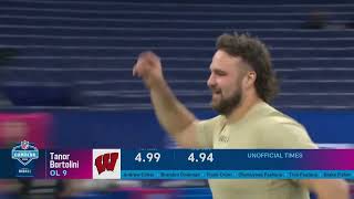 Wisconsin OL Tanor Bortolini Runs 4.94 in the 40-yard Dash