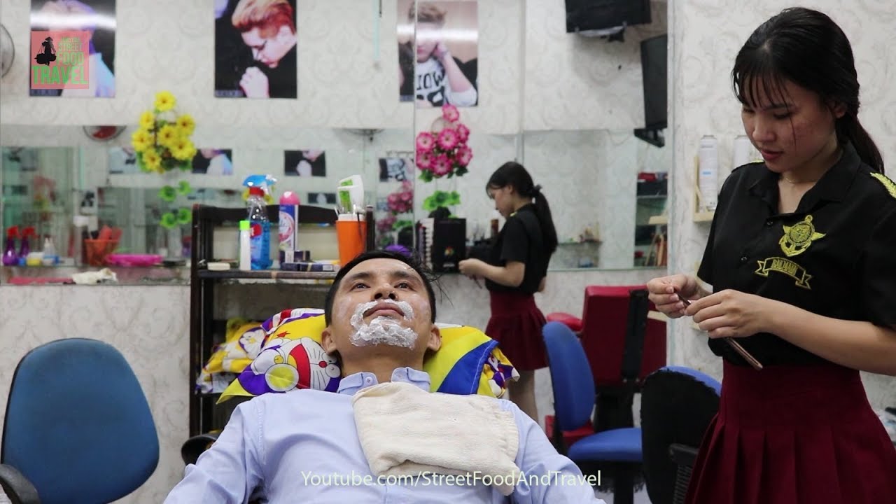 Barbershop Vietnam Relax with Shave Service | Street Food And Travel