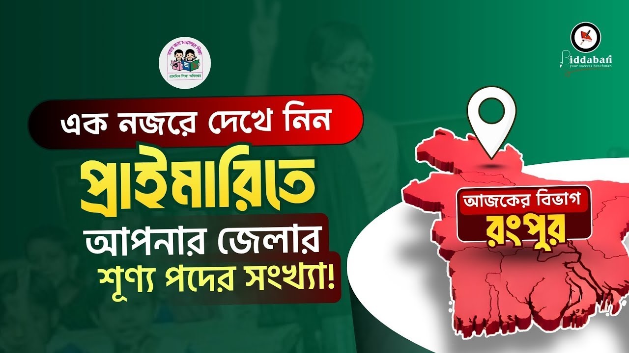 এক নজরে দেখে নিন প্রাইমারি শিক্ষক নিয়োগে রংপুর বিভাগে শূণ্য পদের সংখ্যা !!
