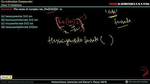 The name of complex ion,[Fe(CN) 6]3− is
