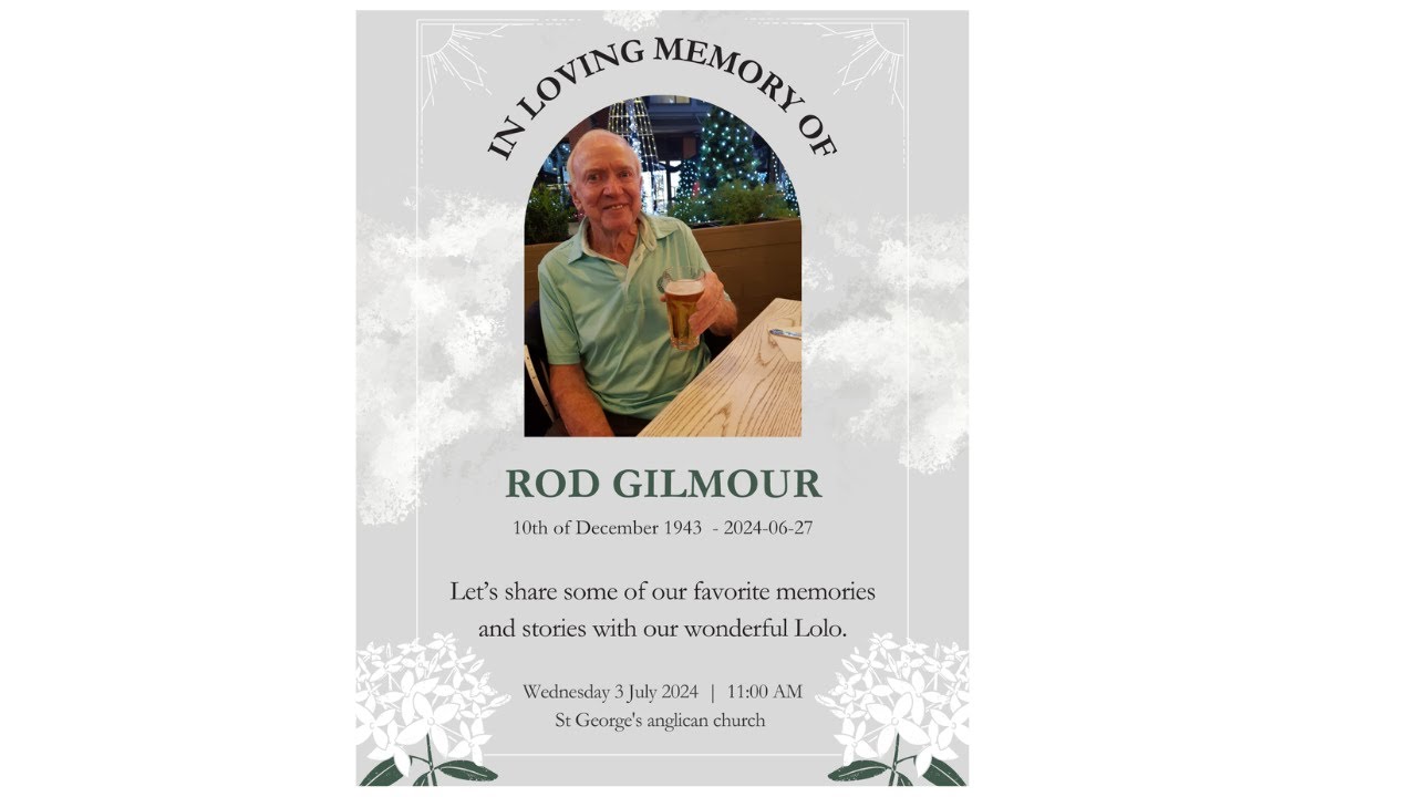 Rodney Gilmour Funeral service - YouTube