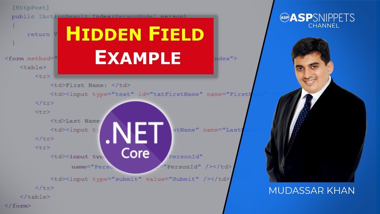 Hidden Field example in Core MVC YouTube