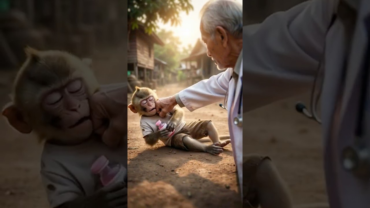 Poor baby monkey trying to save its mom from death. 😭❤️  
