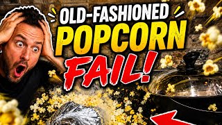 Stove popcorn fail - old-fashioned stove, popped popcorn ￼