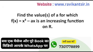 Find the value(s) of a for which f(x) = x^3 - ax an increasing function on R.