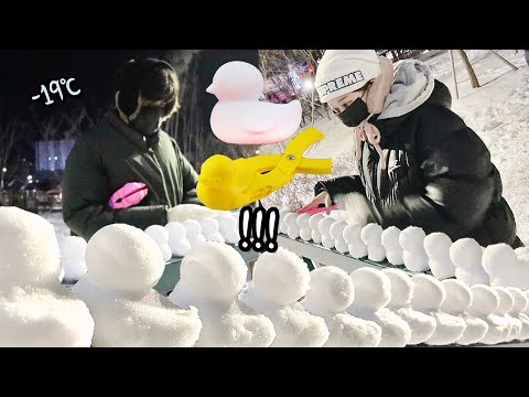 It&rsquo;s -19°C now and are you serious about making snow-ducks?!?! ... (Snow duck troops) [S.K.Couple]