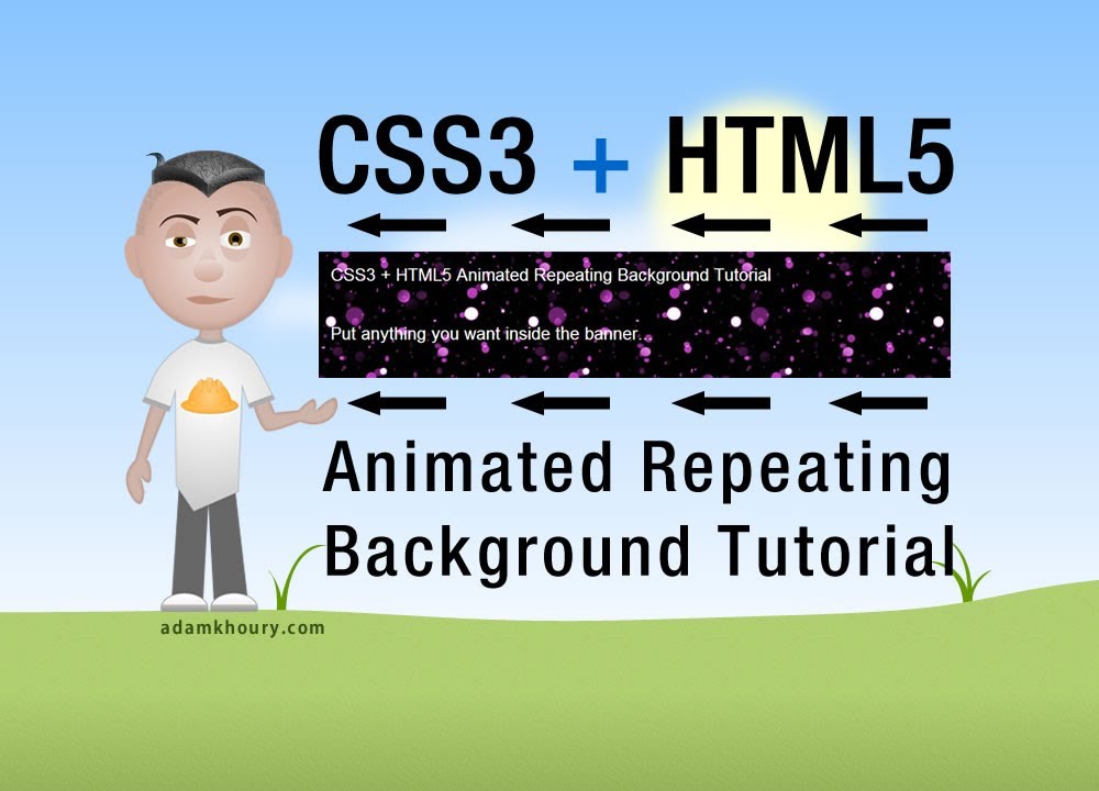 HTML5 CSS3 Animated Repeating Tile Background keyframes Tutorial - YouTube