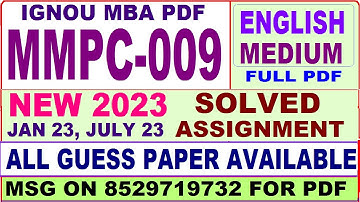 mmpc 009 solved assignment 2023 / mmpc 9 solved assignment 2023 in english / ignou mba 2022-23