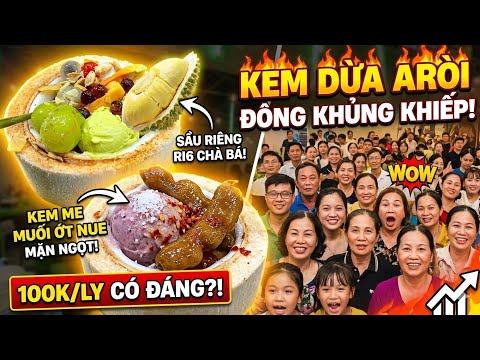 Thử Kem Me Muối Ớt và Kem Sầu Riêng Ri6 tại quán Kem dừa Aroi Hóc Môn đang hot nhất Sài Gòn.