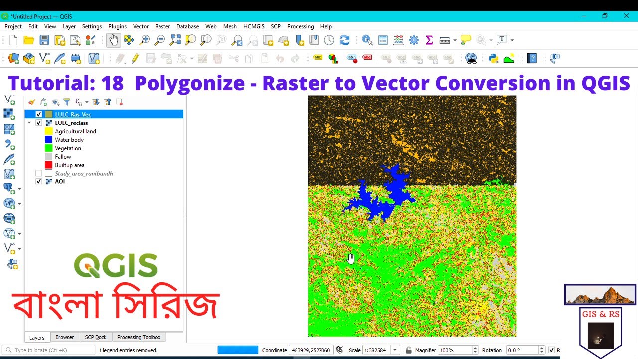 Polygonize Raster To Vector Conversion In Qgis Ii Youtube