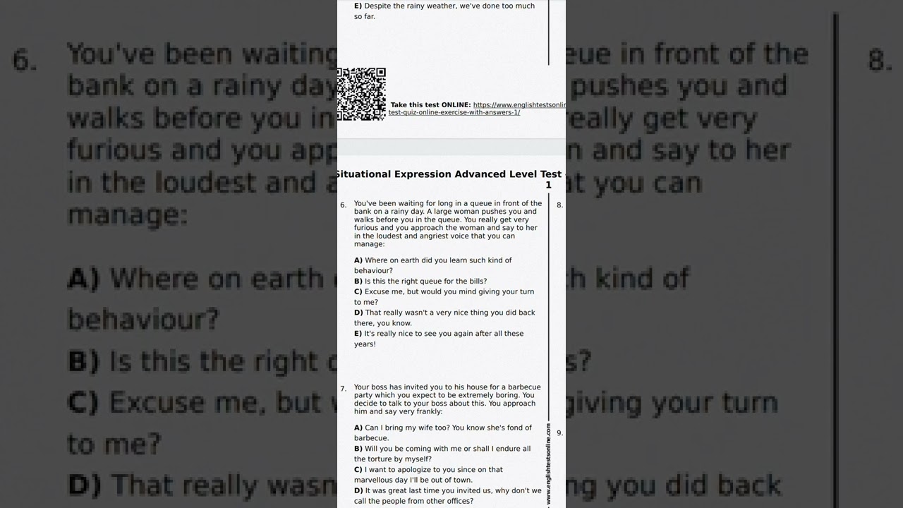Situational expressions Advanced Test 1 (#miq#sertifikasiya#musahibe)