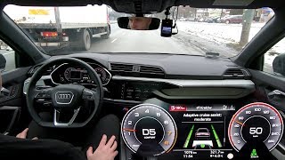 Audi Q3: Adaptive Cruise Assist (on highway \& traffic jam) real-life test :: [1001cars]