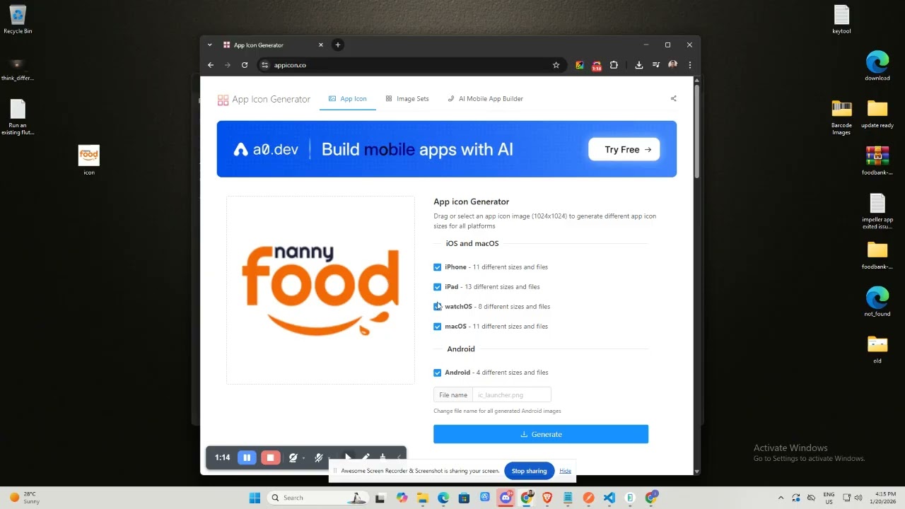 Foodnanny - How to change app icon flutter (Android & ios)
