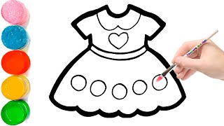 Glitter Women's Dress coloring and drawing for Kids | Dress for Girls Drawing