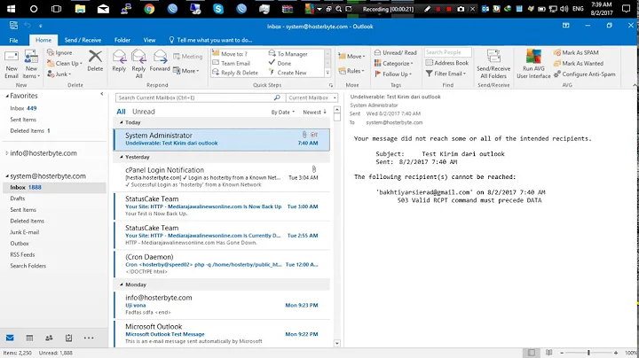 Mengatasi 503 Valid RCPT command must precede DATA Outlook
