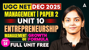UGC NET Management | UGC NET Management Paper 2 Unit 10 Entrepreneurship By Kanupriya Mam