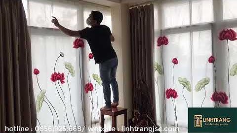 rèm vải 2 lớp voan thêu