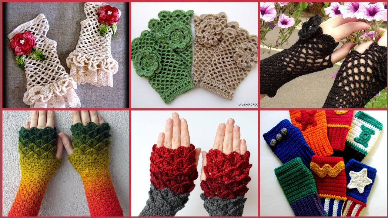 Stunning & trending crochet fingerless gloves knitting collection YouTube
