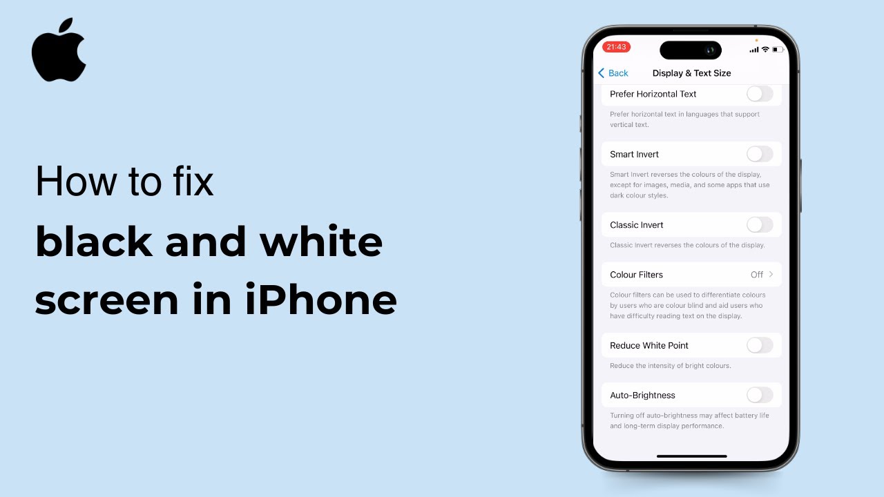 Hi is to fix black and white screen in iPhone ( iOS ) 2024 - YouTube