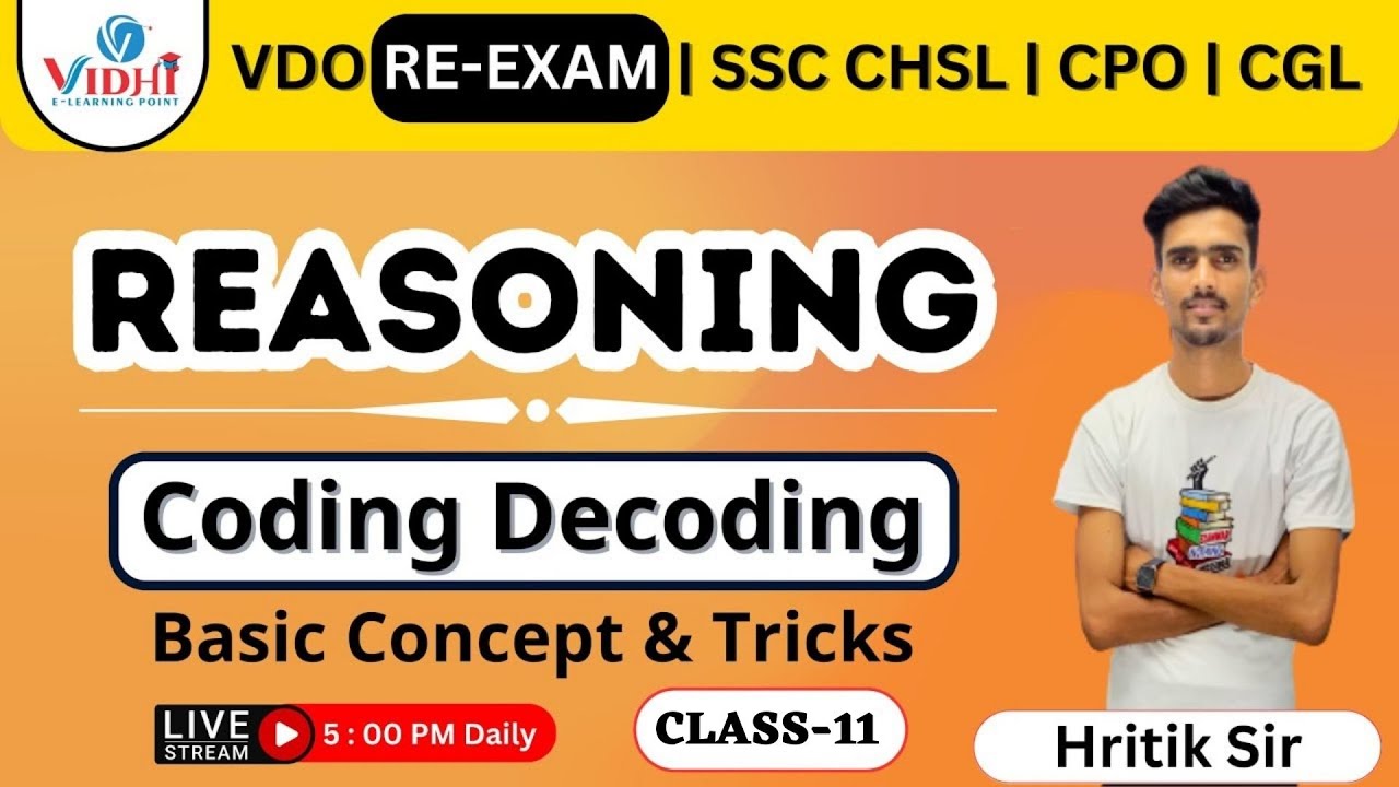 Coding Decoding REASONING HRITIK SIR VIDHI E LEARNING POINT VDO Coding decoding reasoning hritik sir vidhi e learning point vdo
