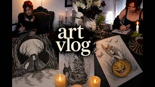 A Cozy Art Week 🖤Drawing Fairies, Whimsical Witches & Folklore Creatures | art vlog 26