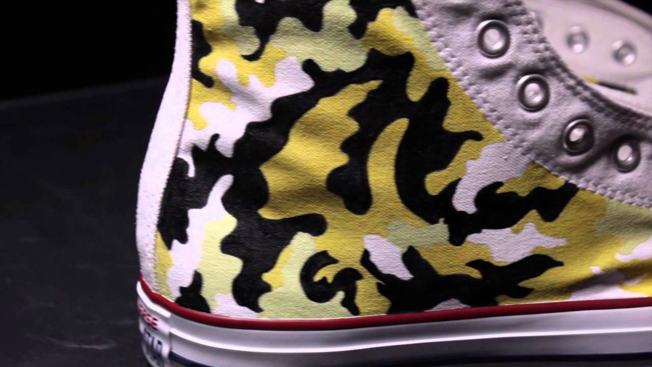 Converse personalizzate mimetica speciale gialla e nera