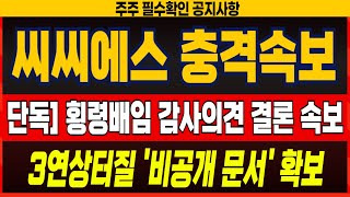 [씨씨에스주가] 단독속보! 횡령 배임 반기보고서 감사의견 결론 나왔다! 3연상 터질 비공개 문서 단독 확보! 무조건 이 가격에 풀매수 하세요! #씨씨에스 #씨씨에스주가