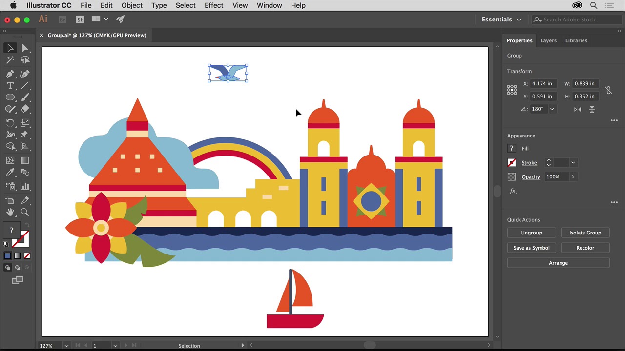10. Transform and edit artwork Work with groups of content Adobe Illustrator CC tutorials