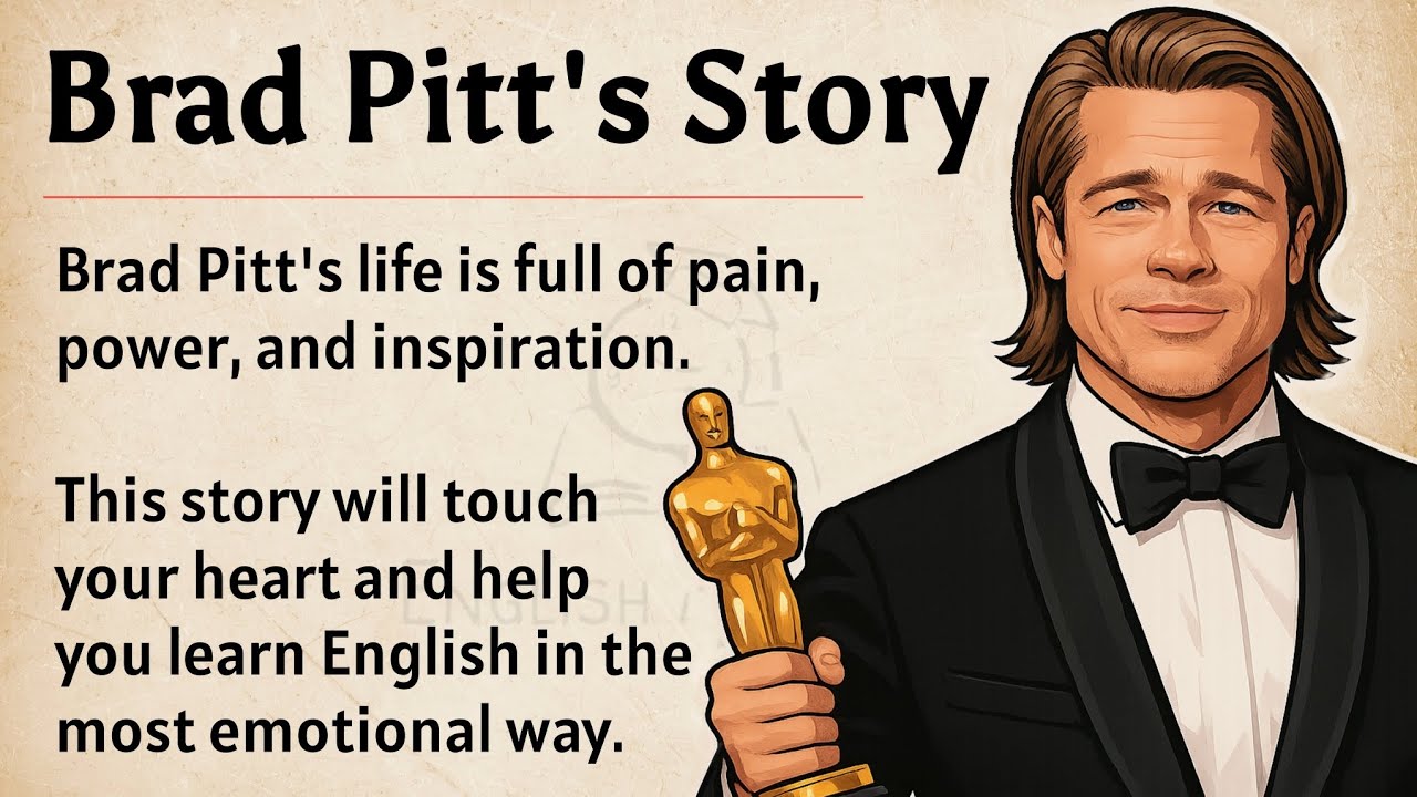 Outline Video Brad Pitt's Inspiring Story || Learn English Through Story Level 2 🔥 || English Listening Practice✅️