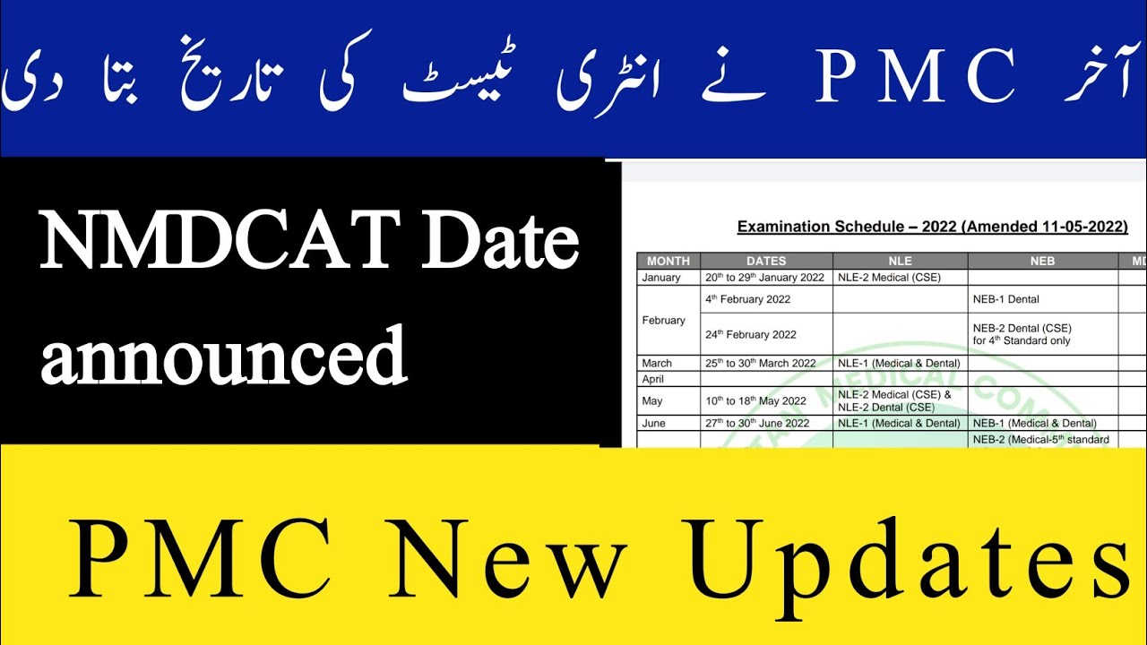 Breaking News PMC NMDCAT 2022 Date announced