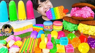 ASMR MUKBANG | Rainbow Desserts Jelly, Macaroon, Kyoho, Chocolate recipe ! eating