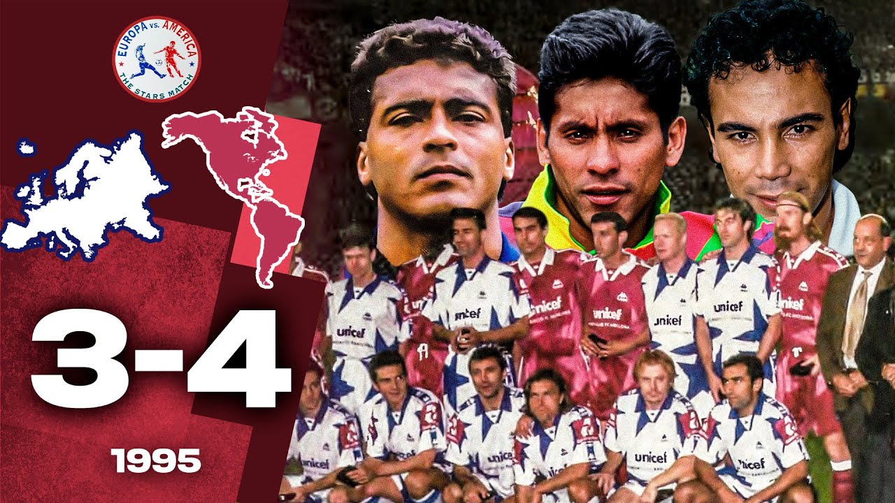 HAT-TRICK de ROMÁRIO ⚽ SHOW de CAMPOS e HIGUITA 🧤 Europa 3-4 América 🌎 Partido benéfico UNICEF 1995