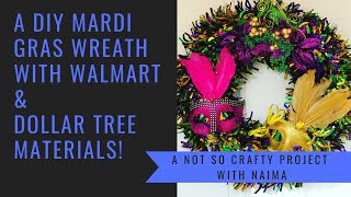 DIY Mardi Gras Dollar Tree Wreath