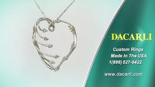 Large Cupid Diamond Heart Pendant 14K