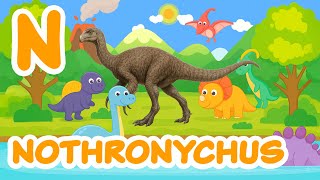 N Is For Nothronychus Abc Dino Songs Whimsical Cartoon Vector Art