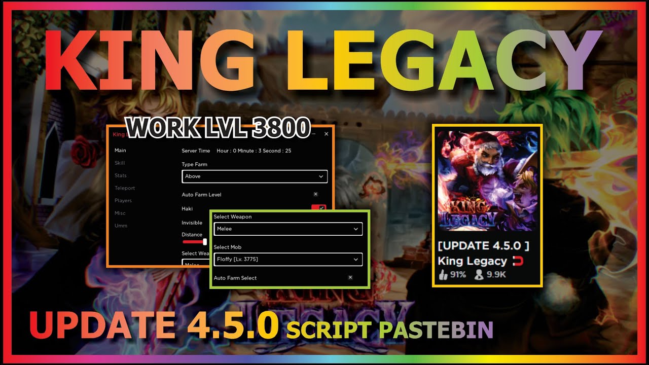 KING LEGACY Script Pastebin 2023 UPDATE 4.7 AUTO FARM (WORK LEVEL 4000) 💧  