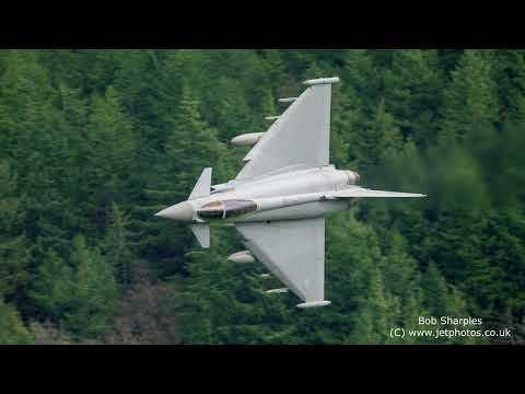 RAF Typhoon pair low level in the Mach Loop (LFA7) on 21/03/24 (4k Video)