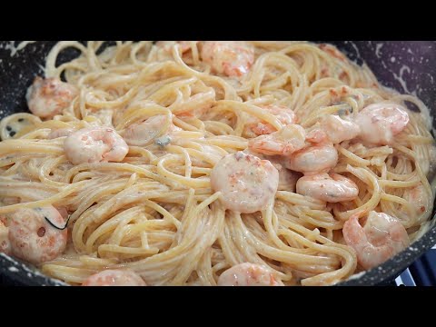 SPAGHETTI COM CAMARÕES AO CREME - O melhor macarrão do mundo