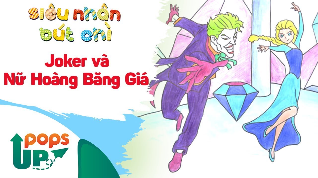Hướng Dẫn Vẽ Joker Và Nữ Hoàng Băng Giá - Siêu Nhân Bút Chì | Bé Học Vẽ Tranh Và Tô Màu