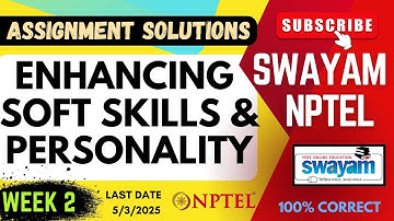 NPTEL Enhancing Soft Skills and Personality Week 2 Assignment Solutions | SWAYAM-NPTEL | SUBSCRIBE