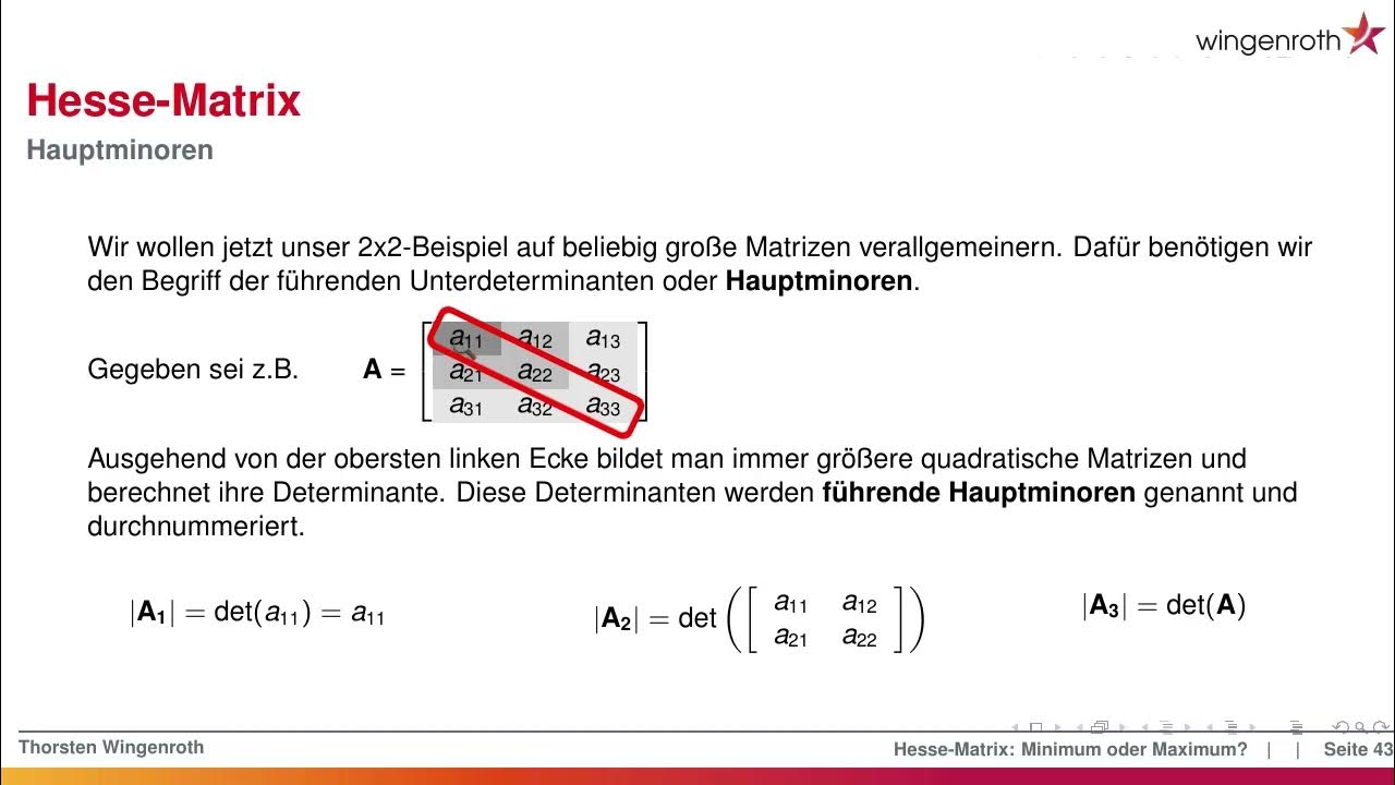 43 hauptminoren bei der hesse matrix youtube