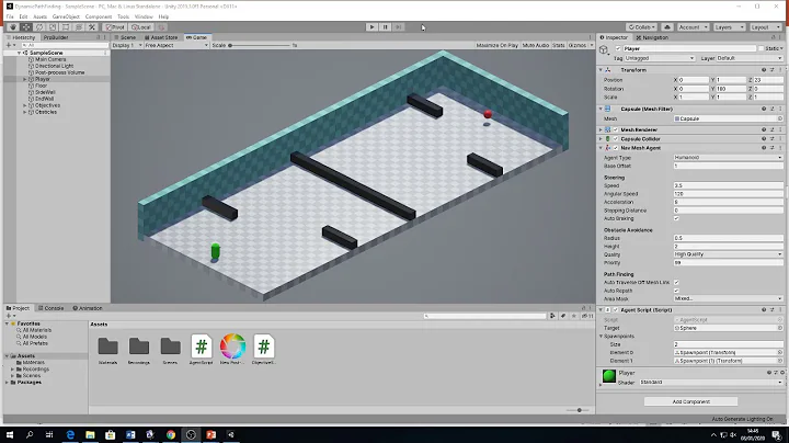 Dynamic pathfinding using the NavMesh in Unity