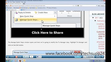 How to customize existing quick steps in Outlook 2010