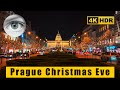 Prague - Christmas Eve 2021🎄Wenceslas Square⛄️Beautiful illuminations, Czech Republic 🇨🇿 4k HDR