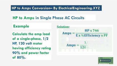 HP to Amps Conversion Formulas with solved examples