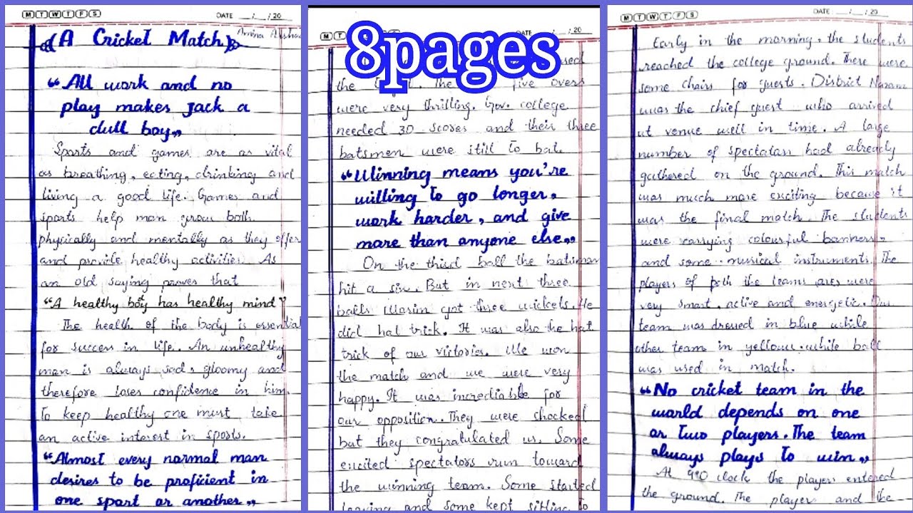 a cricket match essay 2nd year