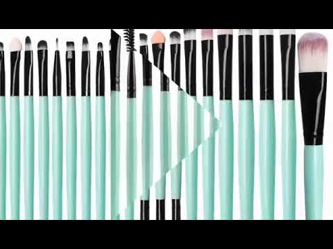 CINIDY 20 pcs Makeup Brush Set tools Make-up Toiletry Kit Wool Make Up Brush Set (Black)