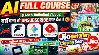 🔥 AI Video  Free Unlimited कैसे बनाएं? Google Flow + Gemini + Yt Create | 20-40 Min | Jio AI Pro 18M