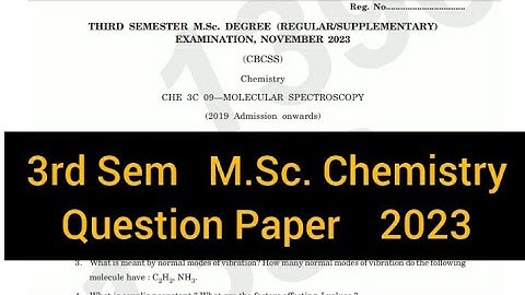 MOLECULAR SPECTROSCOPY        |       3rd  Sem   M.Sc. Chemistry    Question Paper 2023 #calicut